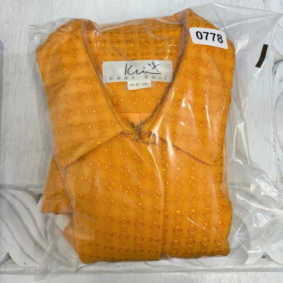 Dona Keii Marigold Yellow Orange Textured Blazer jacket M? - Picture 7 of 7